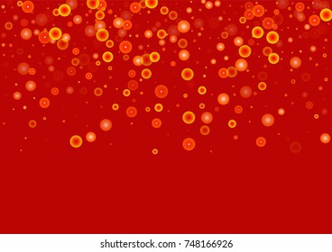 Gold glitter on a red background. Explosion of confetti. Vector festive background. Snow falling texture. Abstract element of design for new year, christmass, birthday, wedding cards, banners, poster