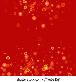 Gold glitter on a red background. Explosion of confetti. Vector festive background. Snow falling texture. Abstract element of design for new year, christmass, birthday, wedding cards, banners, poster