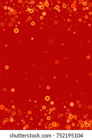 Gold glitter on a red background. Explosion of confetti. Vector festive background. Snow falling texture. Abstract element of design for new year, christmass, birthday, wedding cards, banners, poster