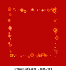 Gold glitter on a red background. Explosion of confetti. Vector festive background. Snow falling texture. Abstract element of design for new year, christmass, birthday, wedding cards, banners, poster