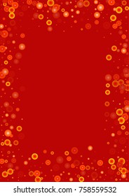 Gold glitter on a red background. Explosion of confetti. Vector festive background. Snow falling texture. Abstract element of design for new year, christmass, birthday, wedding cards, banners, poster