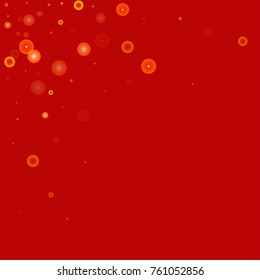 Gold glitter on a red background. Explosion of confetti. Vector festive background. Snow falling texture. Abstract element of design for new year, christmass, birthday, wedding cards, banners, poster