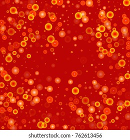Gold glitter on a red background. Explosion of confetti. Vector festive background. Snow falling texture. Abstract element of design for new year, christmass, birthday, wedding cards, banners, poster