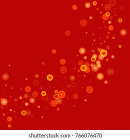 Gold glitter on a red background. Explosion of confetti. Vector festive background. Snow falling texture. Abstract element of design for new year, christmass, birthday, wedding cards, banners, poster