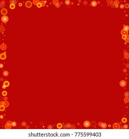 Gold glitter on a red background. Explosion of confetti. Vector festive background. Snow falling texture. Abstract element of design for new year, christmass, birthday, wedding cards, banners, poster