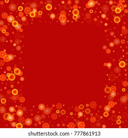 Gold glitter on a red background. Explosion of confetti. Vector festive background. Snow falling texture. Abstract element of design for new year, christmass, birthday, wedding cards, banners, poster