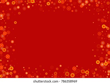 Gold glitter on a red background. Explosion of confetti. Vector festive background. Snow falling texture. Abstract element of design for new year, christmass, birthday, wedding cards, banners, poster