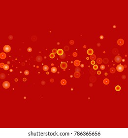 Gold glitter on a red background. Explosion of confetti. Vector festive background. Snow falling texture. Abstract element of design for new year, christmass, birthday, wedding cards, banners, poster