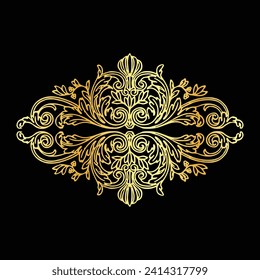 Gold glitter ornament design. Vector illustration floral design elements. 