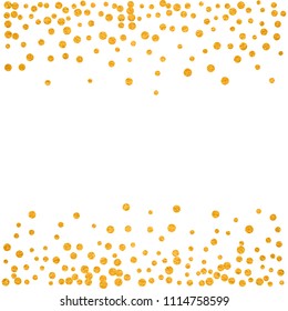Gold glitter particles background effect. Sparkling texture. Golden dust sparkling in falling. Use for banner, greeting and Christmas card, invitation, postcard, paper packaging. Vector illustration.