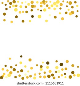 Gold glitter particles background effect. Sparkling texture. Golden dust sparkling in falling. Use for banner, greeting and Christmas card, invitation, postcard, paper packaging. Vector illustration.