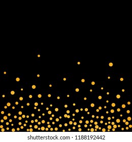 Gold glitter particles background effect. Sparkling texture. Golden dust sparkling in falling. Use for banner, greeting and Christmas card, invitation, postcard, paper packaging. Vector illustration.