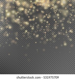 Gold glitter particles background effect for luxury greeting rich card. Sparkling texture. Star dust sparks in explosion on black background. EPS 10 vector file included