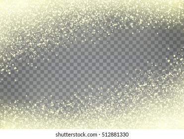 Gold glitter particles background. Falling golden snow.