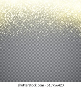 Gold Glitter Particles Background. Falling Golden Snow.