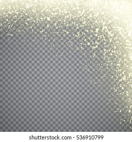 Gold glitter particles background. Falling golden snow.