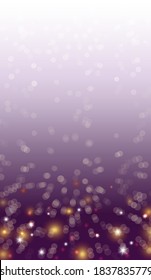 Gold glitter particles and bokeh light effect sparks background. Vector glow golden shimmer confetti texture design