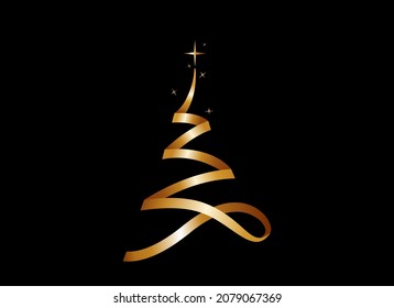 Gold Glitter Particles Christmas Tree With Star Isolated  On Png Or Transparent  Background. Graphic Resources For New Year, Birthdays And Luxury Card. Vector Illustration 