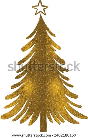Gold glitter particles Christmas tree with star isolated  on white background vector illustration 