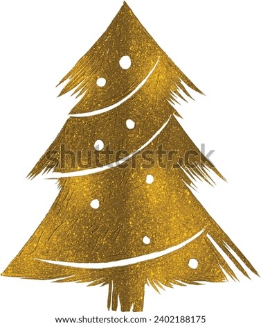 Gold glitter particles Christmas tree with star isolated  on white background vector illustration 