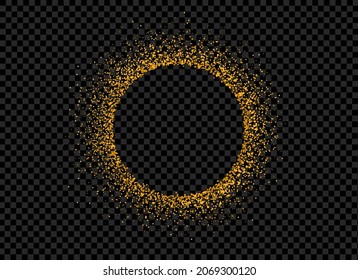 Gold glitter particles in circle shape  isolate on png or transparent  background. Graphic resources for Christmas, New Year, Birthdays and luxury card. Vector illustration 