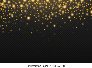 Gold Glitter Particles Isolate On Png Or Transparent  Background With Sparkling  Snow, Star Light  For Christmas, New Year, Birthdays, Special Event, Luxury Card,  Rich Style.  Illustration 