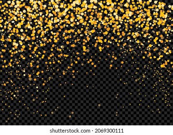 Partículas de brillo dorado aisladas sobre png o fondo transparente con nieve brillante y luz de estrella. Recursos gráficos para Navidad, Año Nuevo, Cumpleaños y tarjeta de lujo. Ilustración del vector 