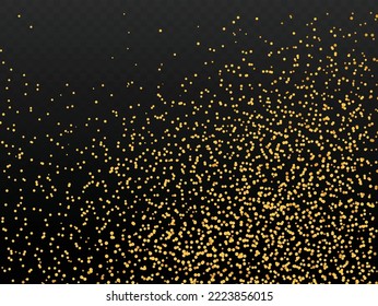 Gold glitter particles isolate on png or transparent  background with sparkling  snow and star light. Graphic resources for Christmas, New Year, Birthdays and luxury card. Vector illustration 