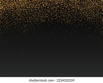 Partículas de brillo dorado aisladas sobre png o fondo transparente con nieve brillante y luz de estrella. Recursos gráficos para Navidad, Año Nuevo, Cumpleaños y tarjeta de lujo. Ilustración del vector 