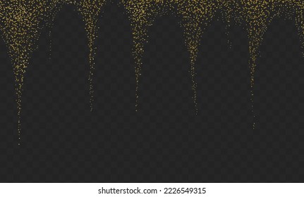Gold glitter particles isolate on png or transparent  background with sparkling  snow and star light. Graphic resources for Christmas, New Year, Birthdays and luxury card. Vector illustration 