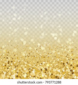 Gold Glitter Particles And Lights Effect On Transparent Background. Graphic Concept For Your Design