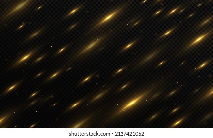 Gold glitter particles on background. Christmas light affect. The dust sparks and golden stars shine with special light.