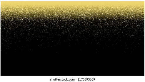 Gold glitter particles spatter background effect on black Vector illustration 