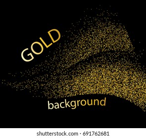 Gold glitter particles textured background, wave dust