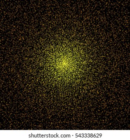 Gold glitter particles. Vector golden dust texture. Twinkling confetti, shimmering star lights. Magic glowing sparkles spray. Cosmic galaxy space shine for Christmas decor.