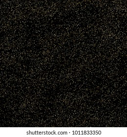 Gold glitter powder splash vector background. Golden scattered dust. Magic mist glowing. Stylish fashion black backdrop.