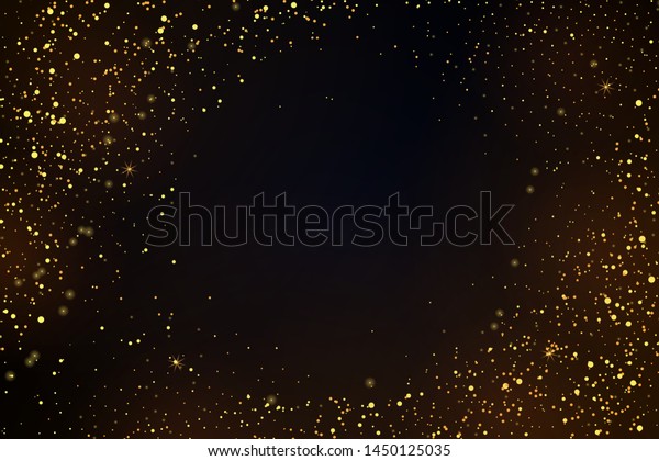 金色の輝きの粉のスプラッシュベクター画像の背景 金色のちりがちり 魔法の霧が輝いている スタイリッシュなファッションブラック背景 のベクター画像素材 ロイヤリティフリー