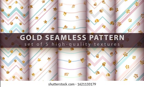 Gold glitter princess seamless pattern