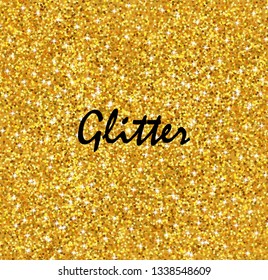 Gold glitter realistic, white background vector illustration