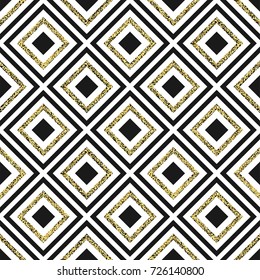Gold glitter rhomb seamless pattern. Vector