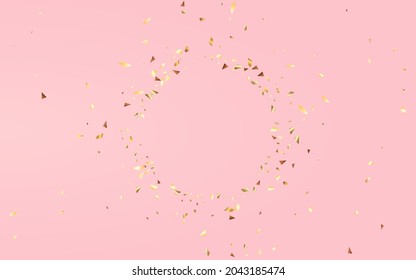 Gold Glitter Rich Vector Pink Background. Isolated Splash Texture. Yellow Foil Anniversary Design. Sequins Art Illustration.