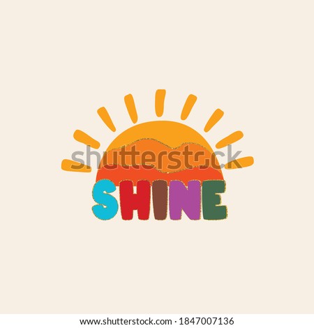 gold glitter shine sun summer color text rainbow young tee illustration art vector