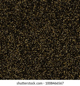 Gold glitter shine texture on a black background. Golden explosion of confetti. Golden abstract particles on a dark background. Isolated Design element. Vector illustration.
