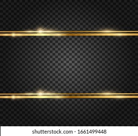 Deslumbrante dorado con marco dorado brillante sobre un fondo negro transparente. Vector de lujo dorado fondo.