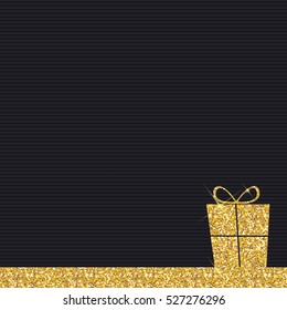 Gold Glitter Shiny Gift Box Background. Eps10
