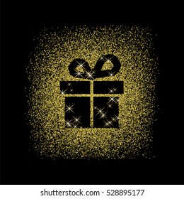 Gold Glitter Shiny Gift Box. Vector Eps10.