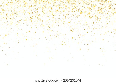 Gold glitter shiny holiday confetti on white background. Vector