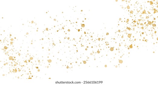 Gold glitter shiny particles, glow, golden splatter. Festive golden placer for your design