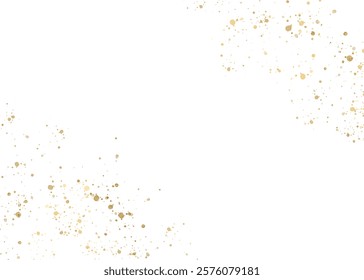 Gold glitter shiny particles, glow, golden splatter. Border of festive golden sparkle placer