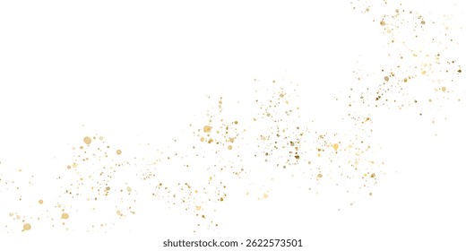 Gold glitter shiny particles, glow, sparkle, golden splatter. Festive golden placer for your design